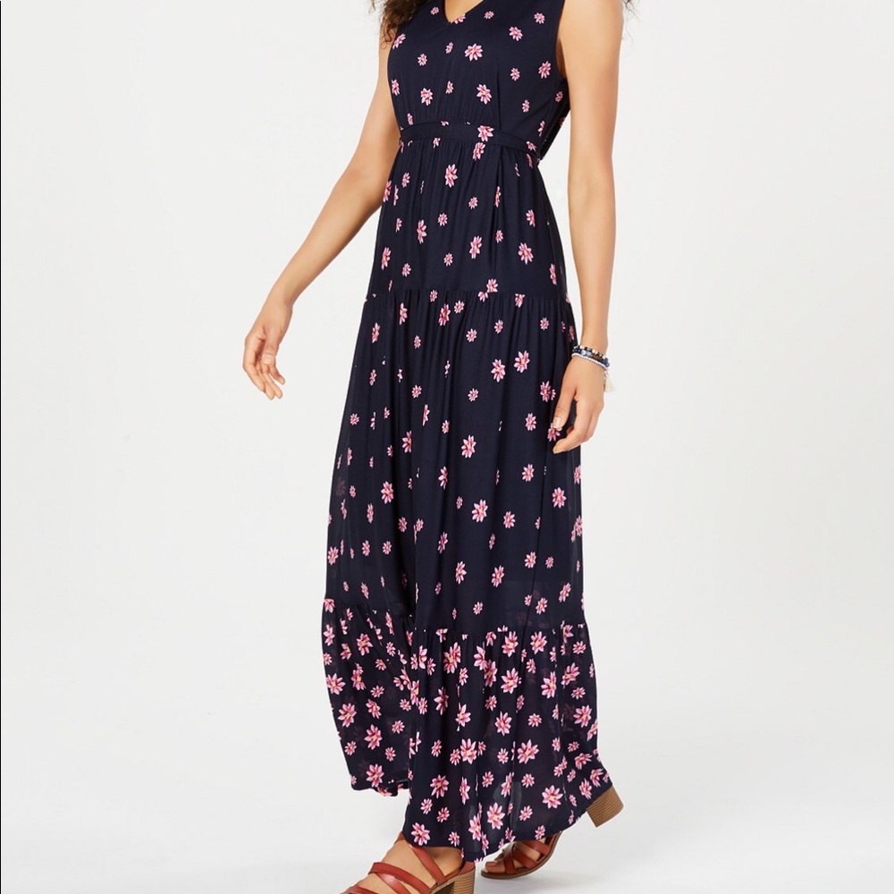 Style & Co. Navy and Pink Floral Maxi Dress - Picture 4 of 9